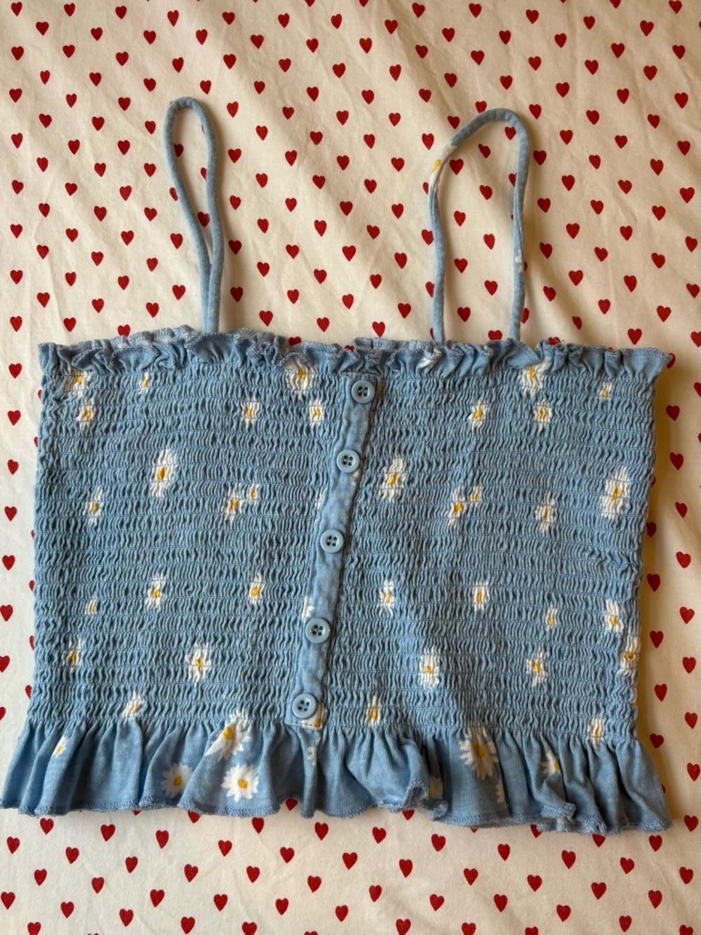 Light Blue Cotton Daisy Tank Top (Size S)